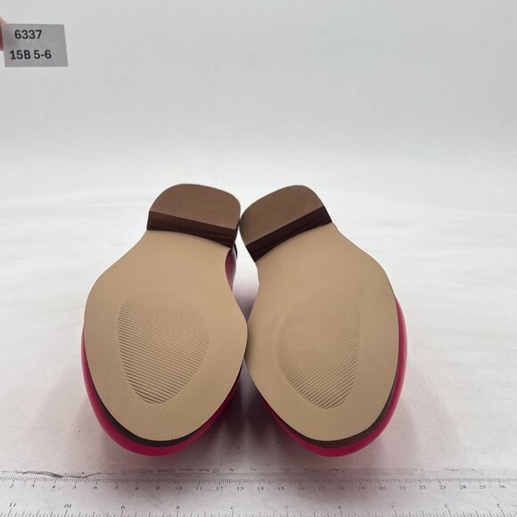 FOWT Fuchsia Wide Width Loafer Slip On Block Stripped Heel Pointed Toe Loafer - Picture 6 of 7